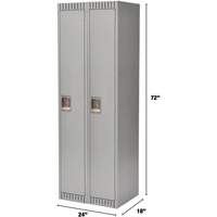 Lockers, Bank of 2, 24" x 18" x 72", Steel, Grey, Knocked Down Auto-Cam