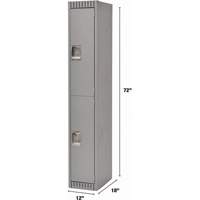 Lockers, 2 -tier, 12" x 18" x 72", Steel, Grey, Knocked Down Auto-Cam