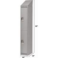 Lockers, 2 -tier, 12" x 18" x 82", Steel, Grey, Knocked Down Auto-Cam