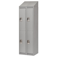 Lockers, 2 -tier, Bank of 2, 24" x 18" x 82", Steel, Grey, Knocked Down Auto-Cam
