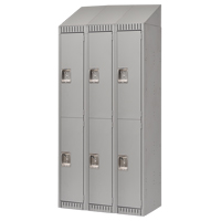 Lockers, 2 -tier, Bank of 3, 36" x 18" x 82", Steel, Grey, Knocked Down Auto-Cam