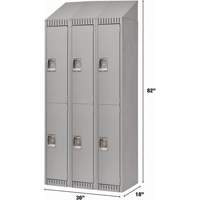 Lockers, 2 -tier, Bank of 3, 36" x 18" x 82", Steel, Grey, Knocked Down Auto-Cam