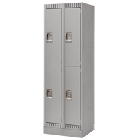 Lockers, 2 -tier, Bank of 2, 24" x 18" x 76", Steel, Grey, Knocked Down Auto-Cam