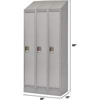 Lockers, Bank of 3, 36" x 18" x 86", Steel, Grey, Knocked Down Auto-Cam