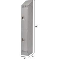 Lockers, 2 -tier, 12" x 18" x 86", Steel, Grey, Knocked Down Auto-Cam