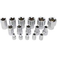 5-Point EPR Torx Socket Set, 16 Pieces, 1/4"/3/8"/1/2" Drive Size Auto-Cam