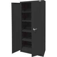 Armoire d'entreposage, Acier, 4 Tablettes, 66" h x 30" la x 15" P, Noir Auto-Cam