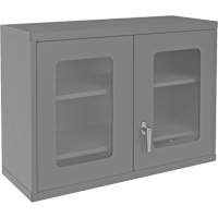 Armoire de rangement murale avec portes transparentes, 26-15/16" h x 35-7/8" la x 13-11/16" p, 2 tablettes, Acier, Gris Auto-Cam