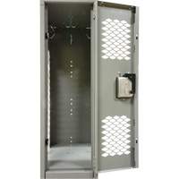 Vented Lockers, 2 -tier, Bank of 3, 36 x 18" x 88", Steel, Grey, Knocked Down, Perforated Auto-Cam