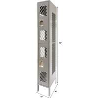 Casiers ventil&eacute;s, 2 niveaux, 12" x 18" x 78", Acier, Gris, D&eacute;mont&eacute;, Perfor&eacute; Auto-Cam