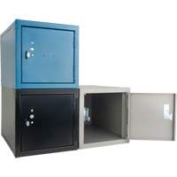 Stackable Cube Locker, 12" x 18" x 12", Steel, Grey, Knocked Down Auto-Cam