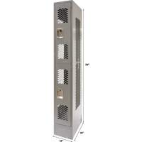 Vented Lockers, 2 -tier, 12" x 18" x 78", Steel, Grey, Knocked Down, Perforated Auto-Cam
