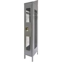 Vented Lockers, 12" x 18" x 88", Steel, Grey, Knocked Down, Perforated Auto-Cam