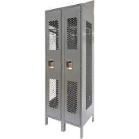 Vented Lockers, Bank of 2, 24" x 18" x 88", Steel, Grey, Knocked Down, Perforated Auto-Cam