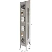 Vented Lockers, 2 -tier, 12" x 18" x 88", Steel, Grey, Knocked Down, Perforated Auto-Cam