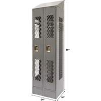 Vented Lockers, Bank of 2, 24" x 18" x 88", Steel, Grey, Knocked Down, Perforated Auto-Cam
