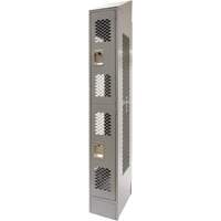 Vented Lockers, 2 -tier, 12" x 18" x 88", Steel, Grey, Knocked Down, Perforated Auto-Cam
