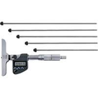 Digital Depth Micrometer with Interchangeable Rod, 0" - 12" (0 mm - 304.8 mm) Range, 0.00005" (0.001 mm) Resolution Auto-Cam