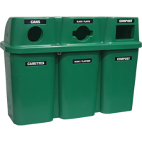 Recycling Containers Bullseye, Curbside, Plastic, 3 x 22 US Gal. Auto-Cam
