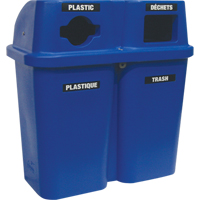 Recycling Containers Bullseye, Curbside, Plastic, 2 x 22 US gal. Auto-Cam
