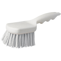 Short Handle Pot Brush, 9" L, Polypropylene Bristles, White Auto-Cam
