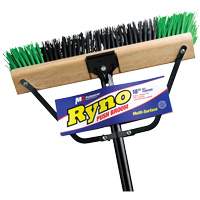 Ryno Push Broom with Braced Handle, 18", Stiff, PVC Bristles Auto-Cam