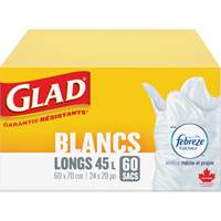 Sacs &agrave; ordures hauts 45 L avec Febreze, R&eacute;gulier, 24" la x 28" lo, Blanc Auto-Cam