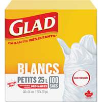 Petits sacs &agrave; ordures 25 L sans parfum, R&eacute;gulier, 20" la x 20" lo, Blanc Auto-Cam