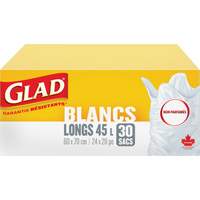 Sacs &agrave; ordures hauts 45 L sans parfum, R&eacute;gulier, 24" la x 28" lo, Blanc Auto-Cam