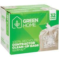 Green Home Garbage Bags, Strong, 33" W x 48" L, 3 mils, Clear, 159 L (42 Gal.) Capacity Auto-Cam