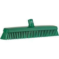 Push Broom Head, Fine/Stiff Bristles, 16-1/2", Polyester/Polypropylene, Green Auto-Cam