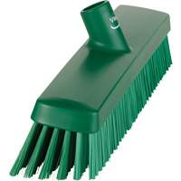 Push Broom Head, Fine/Stiff Bristles, 16-1/2", Polyester/Polypropylene, Green Auto-Cam