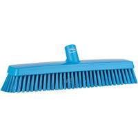 Push Broom Head, Fine/Stiff Bristles, 16-1/2", Polyester/Polypropylene, Blue Auto-Cam