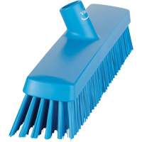 Push Broom Head, Fine/Stiff Bristles, 16-1/2", Polyester/Polypropylene, Blue Auto-Cam