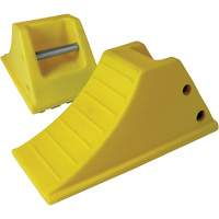 40 Ton Large Equipment Wheel Chock with Grip Pads, Urethane, Yellow Auto-Cam