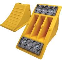 40 Ton Large Equipment Wheel Chock with Aluminum Cleats, Urethane, Yellow Auto-Cam