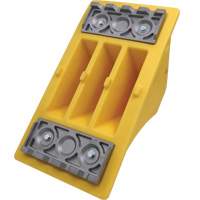 75 Ton Large Equipment Wheel Chock with Aluminum Cleats, Urethane, Yellow Auto-Cam