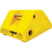 255 Ton Large Equipment Wheel Chock with Handle & Hole, Urethane, Yellow Auto-Cam