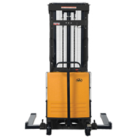 Fork Lift Stacker, Electric Operated, 2000 lbs. Capacity, 118" Max Lift Auto-Cam
