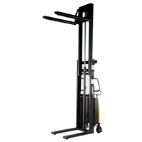 Fork Lift Stacker, Electric Operated, 2000 lbs. Capacity, 118" Max Lift Auto-Cam