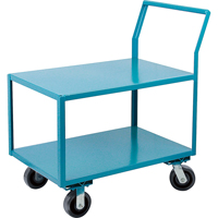 Heavy-Duty Low Profile Shop Carts, 2 Tiers, 18" W x 30" D x 41" H, 2400 lbs. Cap. Auto-Cam