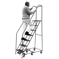 All Directional Ladders, 6 Steps, 16" Step Width, 60" Platform Height, Steel Auto-Cam