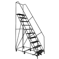 All Directional Ladders, 10 Steps, 24" Step Width, 100" Platform Height, Steel Auto-Cam