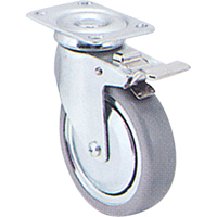 Roulette zingu&eacute;e, Pivotant avec frein, 3" (76 mm), Caoutchouc, 150 lb (68 kg) Auto-Cam