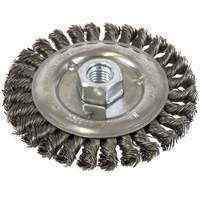 Brosse filet&eacute;e &agrave; fils nou&eacute;s et face standard, Dia. 5", Fils 0,022", Arbre 5/8"-11, Acier Auto-Cam
