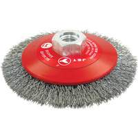 Brosse conique biseaut&eacute;e &agrave; fils sertis, haute performance, Dia. 4-1/2", Fils 0,014", Arbre 5/8"-11, Acier Auto-Cam