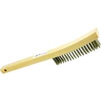 4LHSS 4-Row Long Handle Hand Wire Scratch Brush, Stainless Steel, 4 x 19 Wire Rows, 13-3/4" Long Auto-Cam