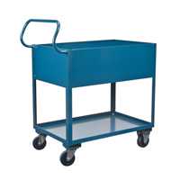 Deep Lipped Service Cart, 2 Tiers, 24" W x 47" H x 36" D, 1200 lbs. Capacity Auto-Cam