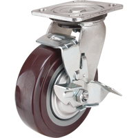 Roulette, Pivotant avec frein, 6" (152,4 mm), Polyuréthane, 850 lb (385 kg) MN449 | Auto-Cam