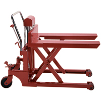 Scissor Pallet Lifter, 44" L x 27" W, Steel, 1100 lbs. Capacity Auto-Cam